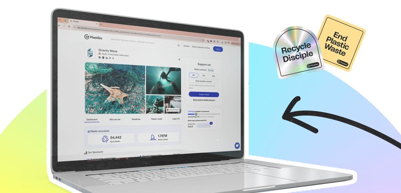 a laptop showing the Plastiks app  on its screen the specific page is Gravity wave recovery entity page