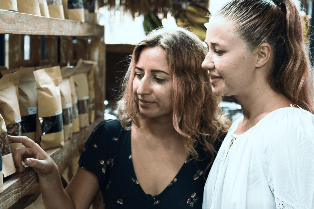 two women shopping sustainable products